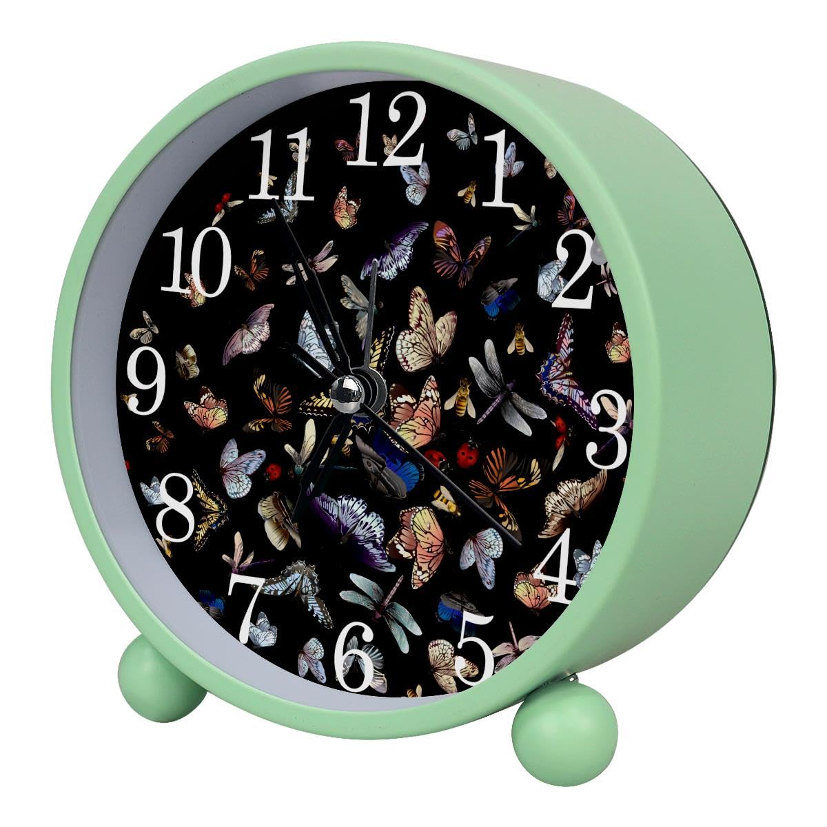 Luoweisi Alarm Clock Butterfly, Silent Non-Ticking with Night Light