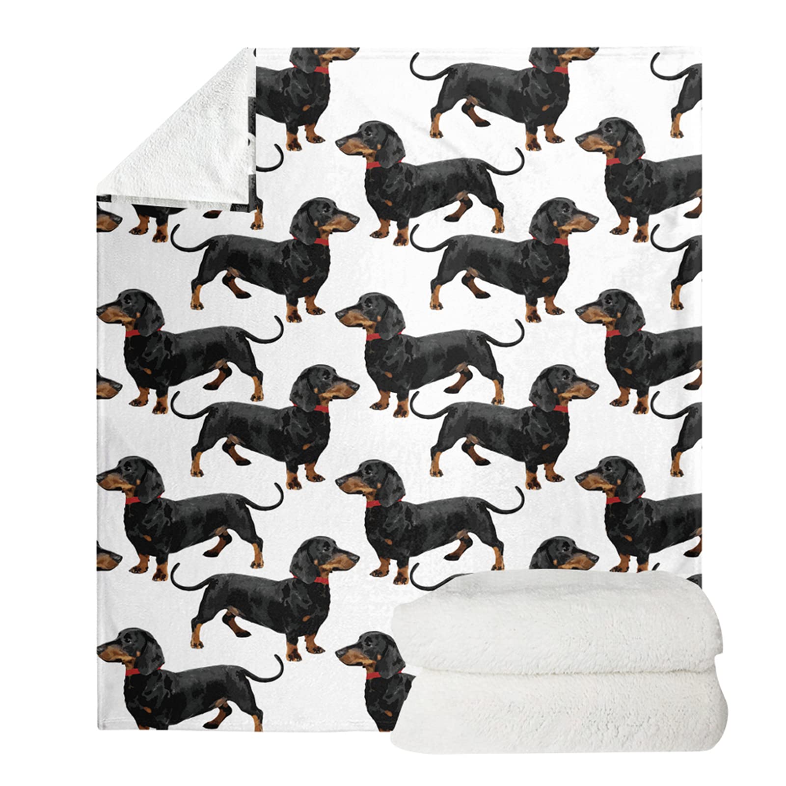 Biyejit Black Dachshund Print Kids Super Soft Blanket Children Teen Girls Boys Fleece Flannel Throw Cover Air-Conditioning Quilts