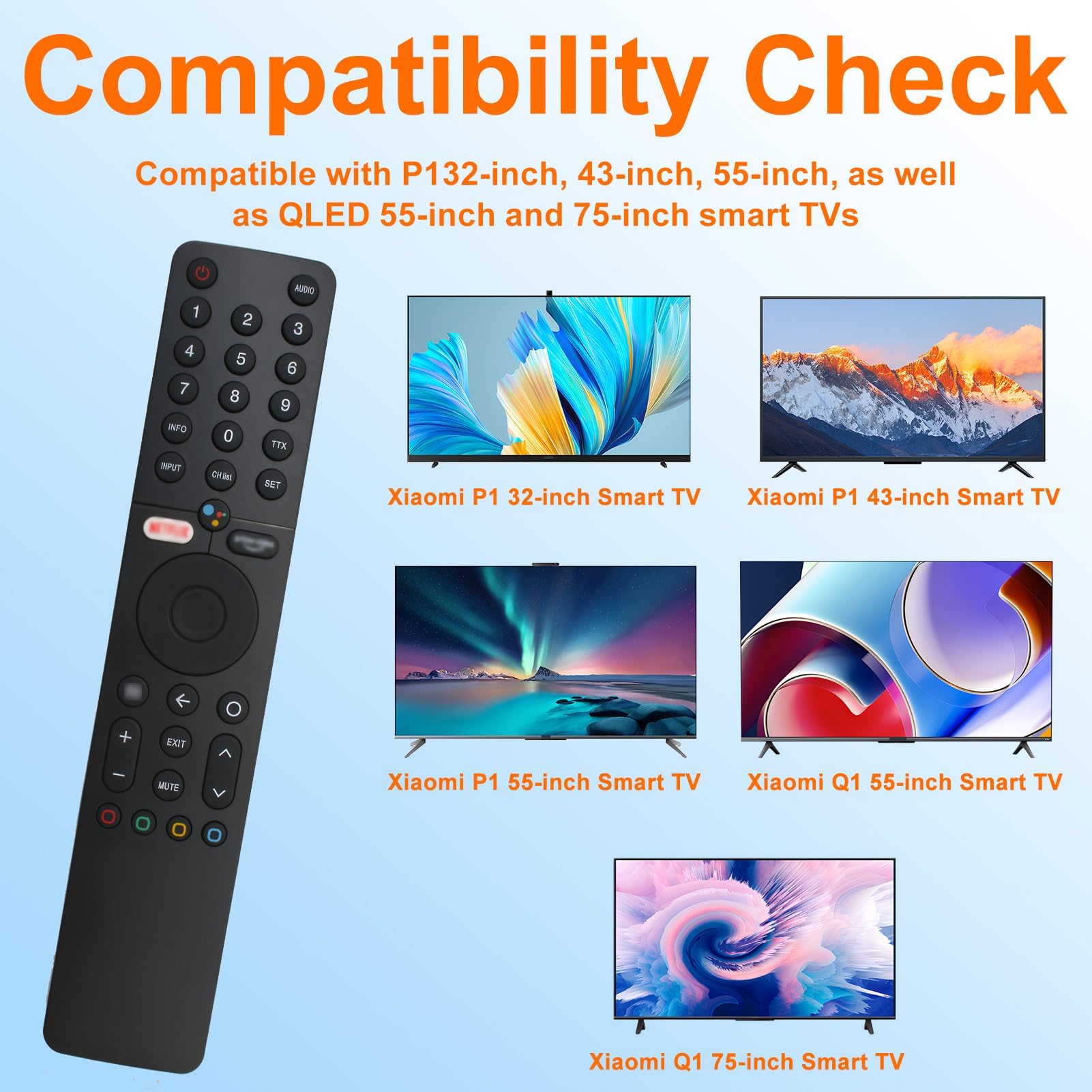 XMRM-19 Adecuado para Xiaomi Mi TV P1/Q1 (32/43/50/55/75) – Bluetooth con Voz, emparejamiento fácil y Botones de Silicona, reemplazo para Smart TV Android L32M6/L43M6/L50M6/L55M6 — view 4