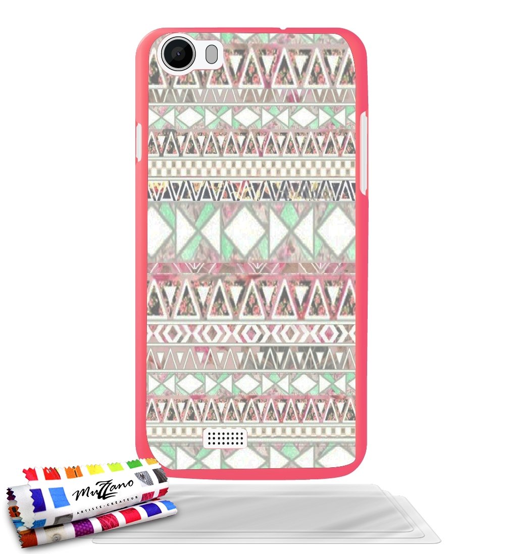 MUZZANO 'ORIGINAL F2663037 Casperia Original Case Candy, Ultra Thin and Clear Rigid with Aztec Pattern for Wiko Lenny With 3x Screen Protectors Ultra Clear