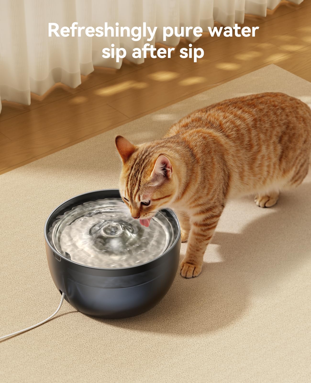 SIBAYS Trinkbrunnen Für Katzen 3,5L - Ultraleise Pumpe, LED-Anzeige & 2 Filter