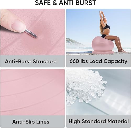 Miniatura 2 de APEXUP Silla de pelota de yoga, silla de pelota de ejercicio con base para oficina, pelota de estabilidad antideslizante, asiento de pelota de