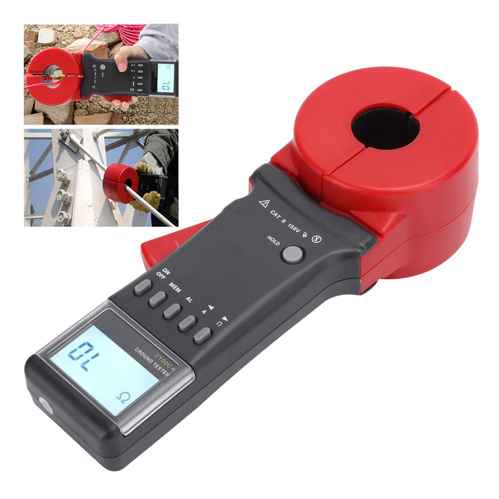 Erdungswiderstandstester Clamp Erdungsmessgerät Multifunktionsklemme 0mA-30A mit 99 Datenspeichersätzen 0,01-1200 Ω (ETCR2100C+ 0.01-1200Ω) (ETCR2100C+ 0.01-1200Ω)