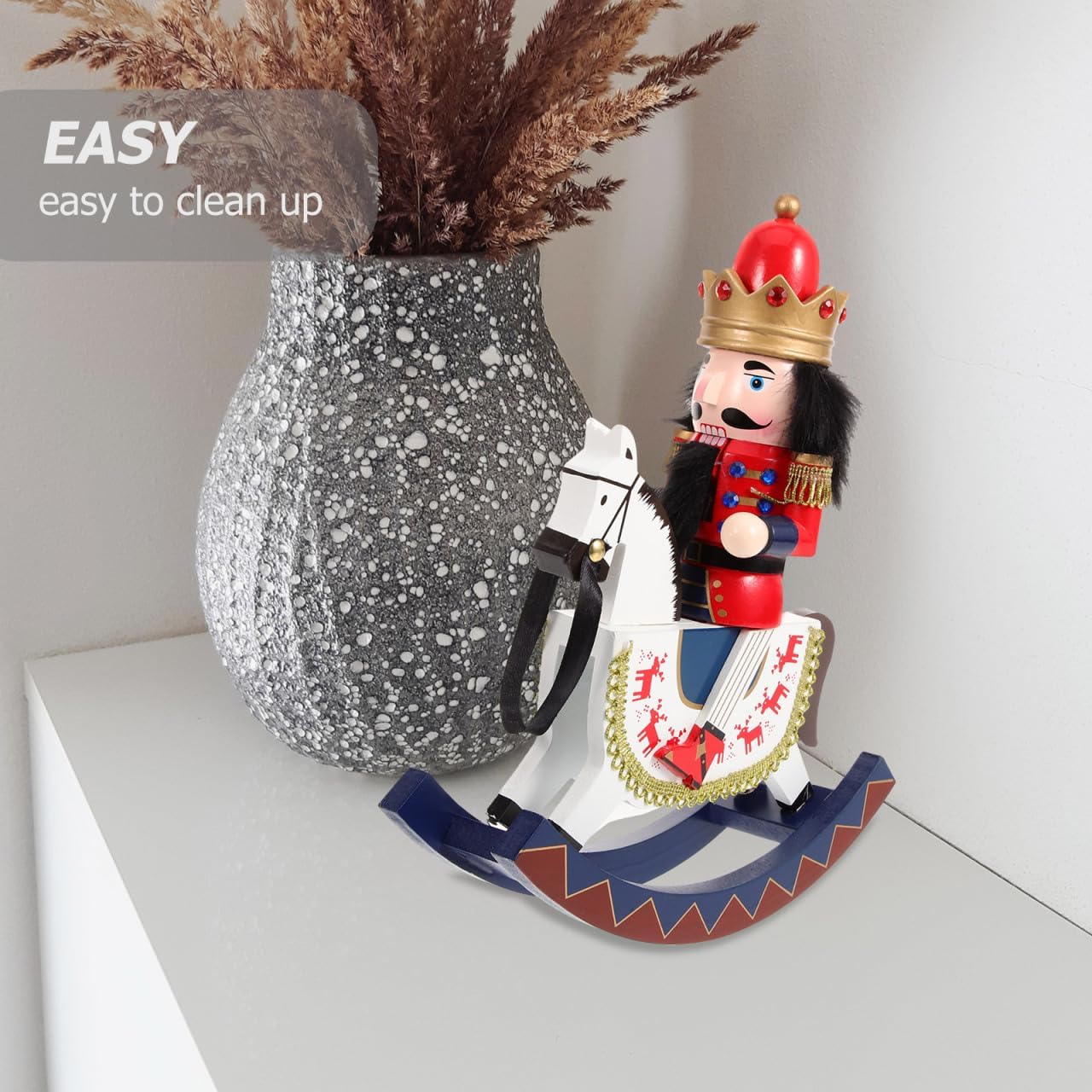 Zerodeko Wooden Christmas Nutcracker Soldier Figurine Festive Decoration for Tables Shelves Countertops Traditional Modern Design Christmas Nutcracker Ornament for Holiday Home Display