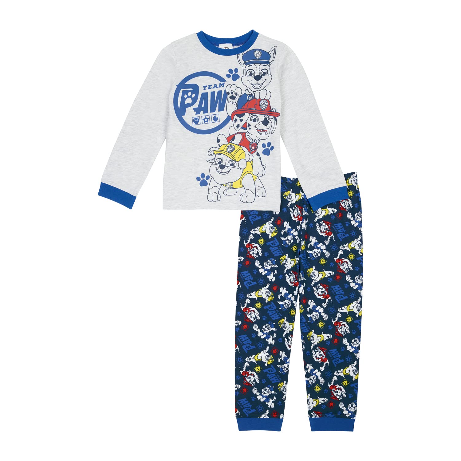 Paw Patrol Boys Grey Pyjamas Chase & Marshall Pjs Set Ages 18 Months To 7 Years Old (As8, Age, 6_Years, 7_Years)
