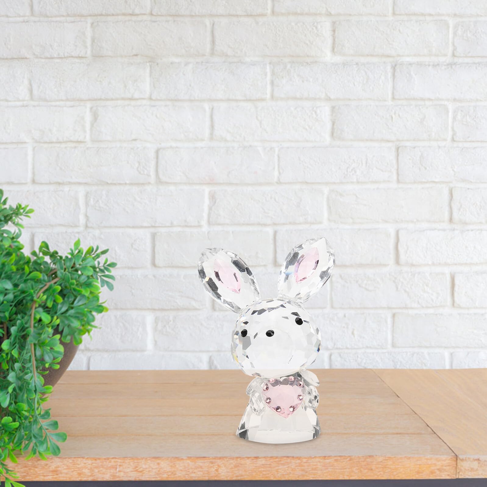 Statuette de Lapin en Cristal Rose, Petit Ornement Décoratif pour Table et Bureau, Décoration de Chambre et Jardin, Accessoire Déco Original et Solide, Figurine Lapin Cristal