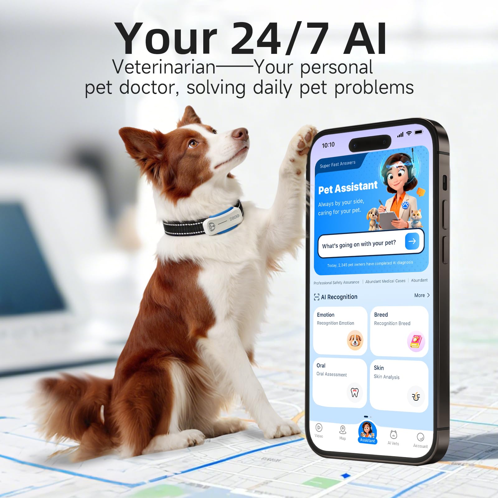 Localizzatore GPS per cani di nuova generazione + piano di 36 mesi | avvisi di posizione e fuga in tempo reale | monitoraggio della salute | impermeabile | compatibile con iOS e Android | per cani da