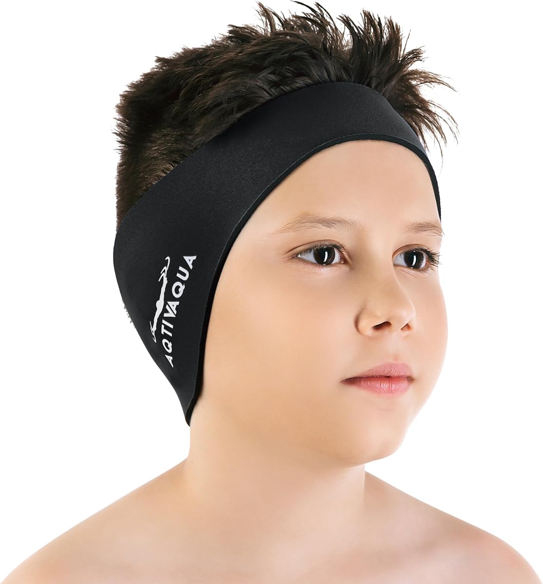 Diadema para natación, banda para la oreja para nadar, cubierta protectora, diadema para nadar para niños, adultos, hombres, mujeres, niños pequeños, tapones para los oídos (color: negro, tamaño: mediano)