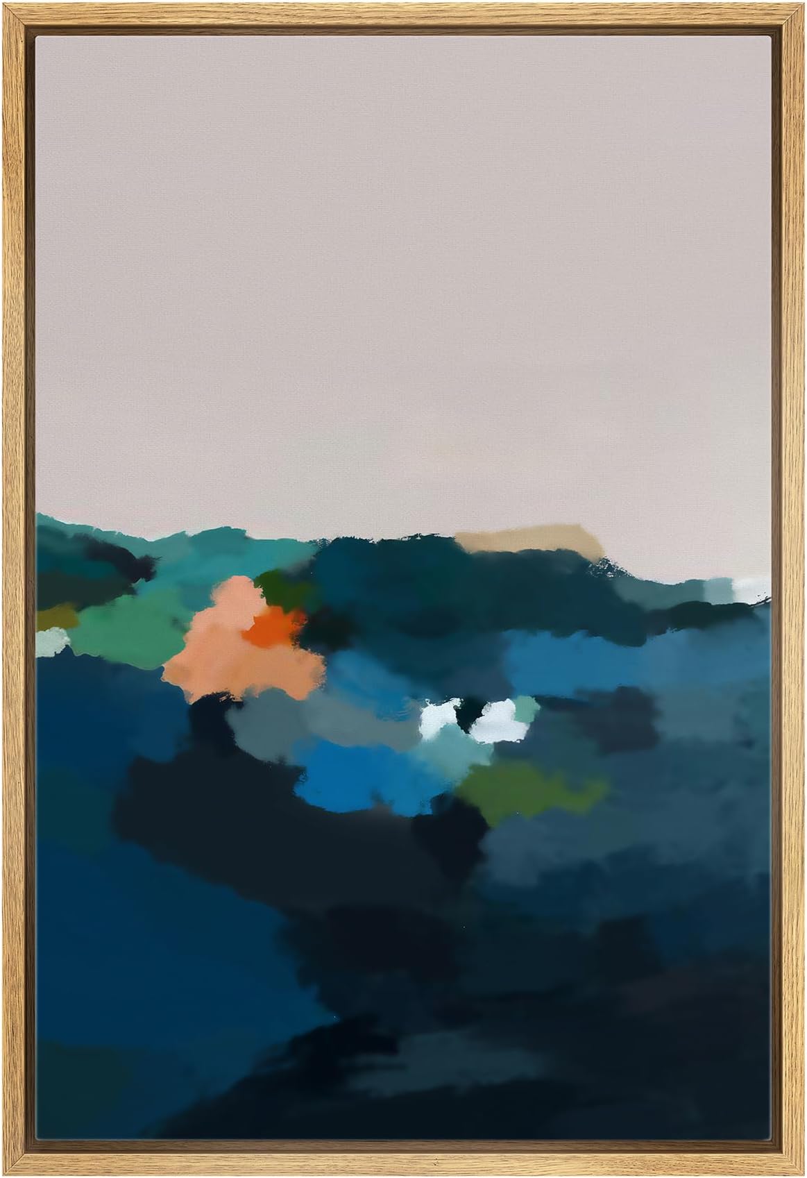 IDEA4WALL Framed Canvas Print Wall Art Watercolor Pastel Mountain Range Valley Abstract Nature Illustrations Modern Art Bohemian Decorative Colorful for Living Room, Bedroom, Office - 16"x24" Natural