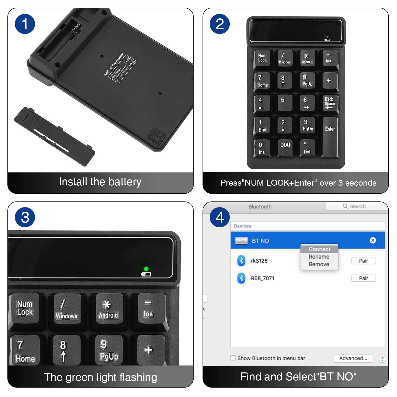 Sync Number Key Device Snapklik.com : Bluetooth Number Pad, 19-Keys Wireless Numeric Keypad ...