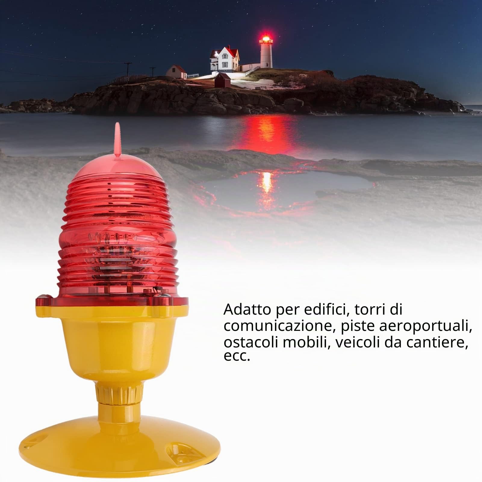 Luce di segnalazione di sicurezza, spia di avvertimento per ostacoli aeronautici, protezione IP66 Lampada di segnalazione a LED per edifici alti, aeroporti, torri, veicoli