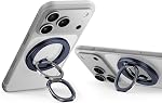 ESR pour MagSafe Porte bague, 360 Poignée de téléphone magnétique à double anneau tournant, alliage MagSafe Support téléphonique pour iPhone Air/17e/17/16/15, Samsung S26/S25 Series, Pixel 10, Titane Bleu, MagSafe Accessoires