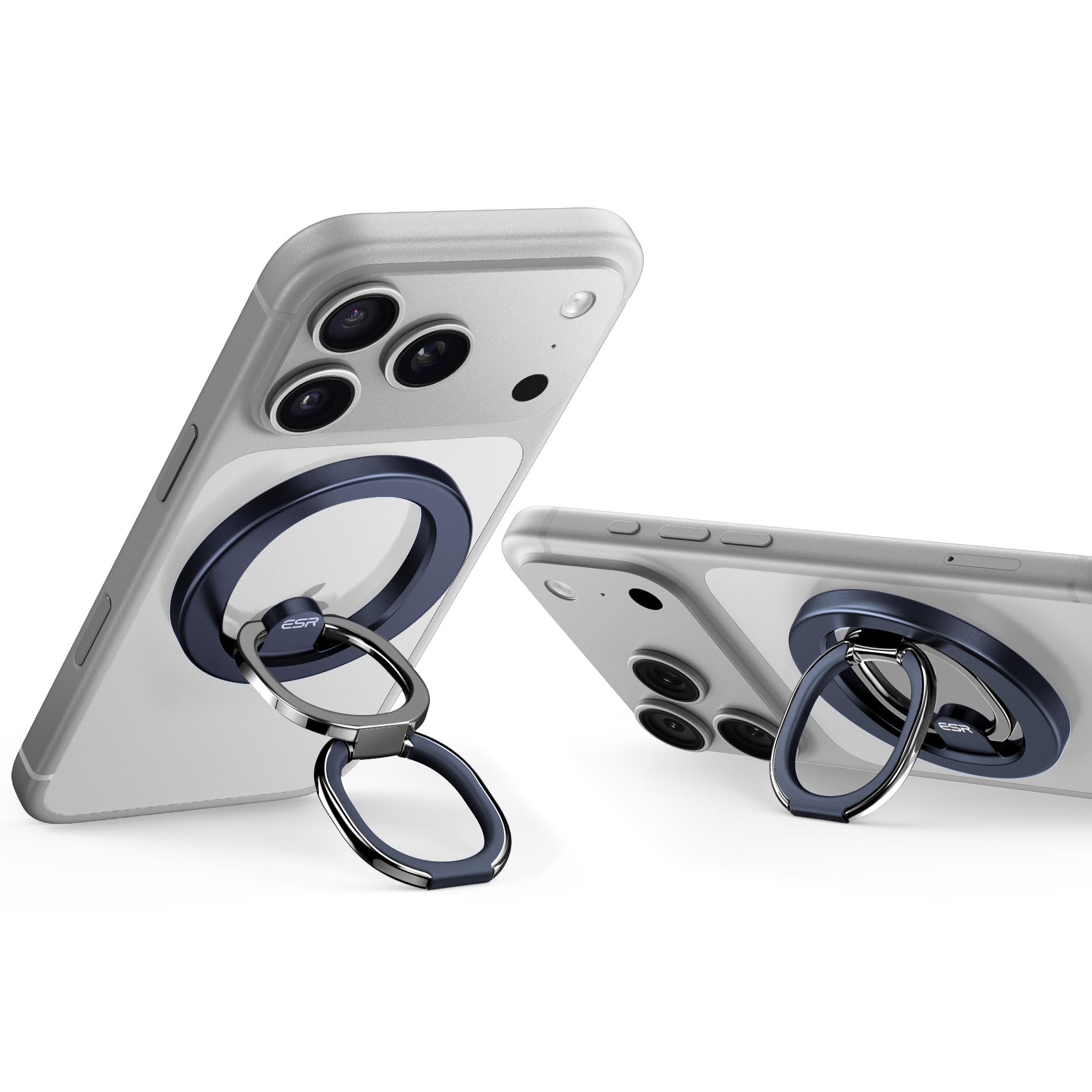 ESR for MagSafe Ring Holder, Phone Grip with 2-Way Adjustable Stand, Phone Ring Grip Holder for iPhone Air 17 16e 16 15 14 13 12, Samsung, All Smartphones, Blue Titanium(2 Metal Rings Included)