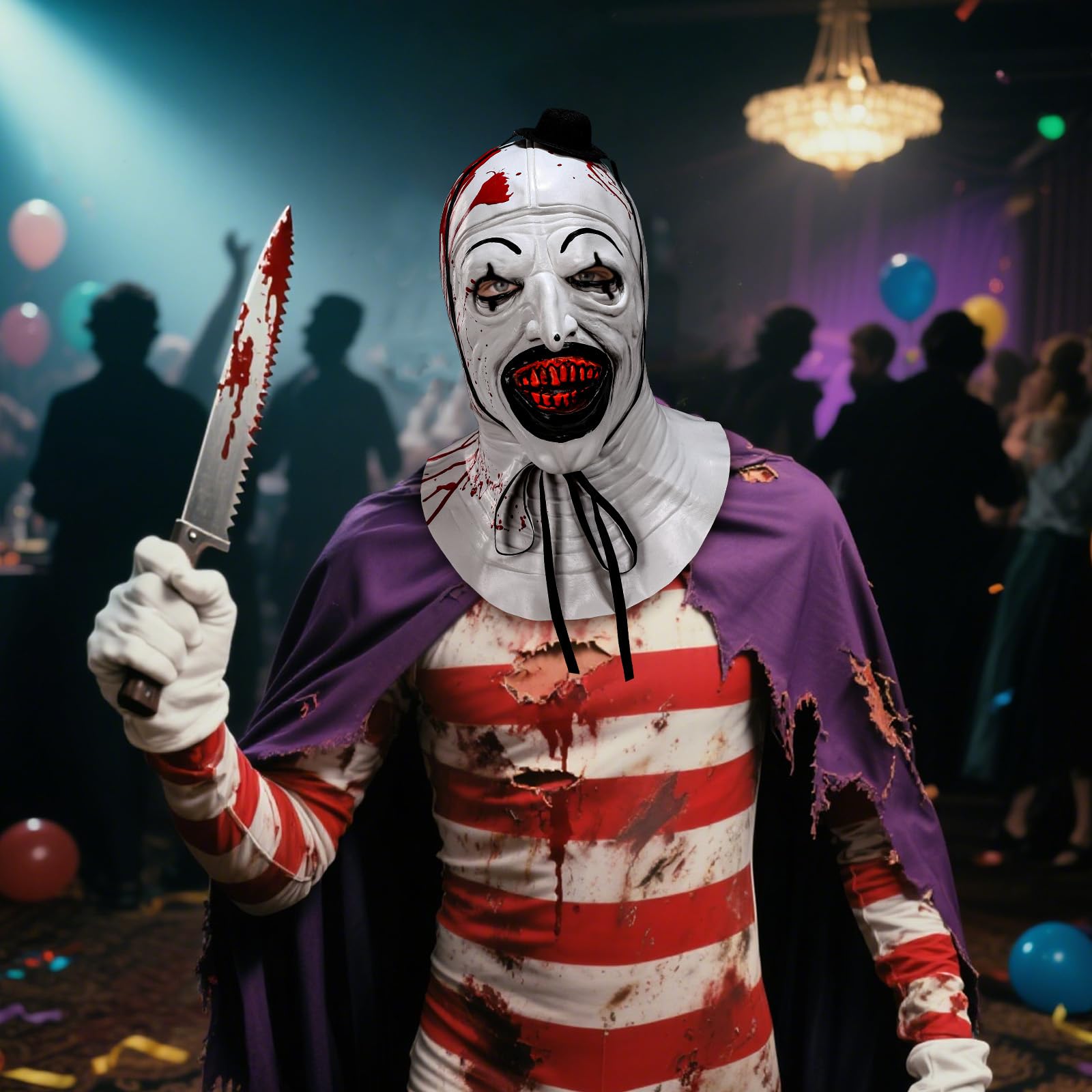 SINSEN Adult Terrifier Art the Clown Mask Scary the Killer Clown Joker Mask Halloween Cosplay Full Head Costume Props - Image 3