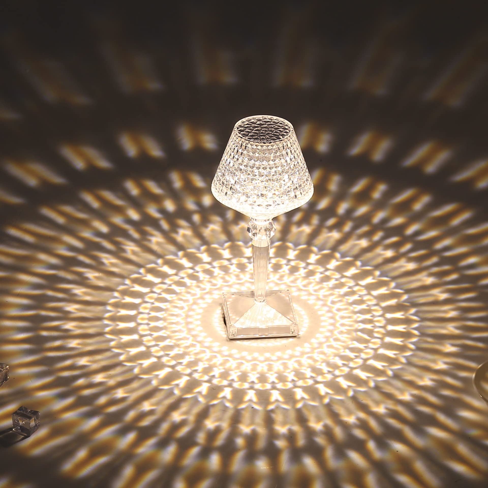 TTY Crystal Bedside Table Lamp, Crystal Rose Diamond Table Lamp Touch Control,3 Lighting Colors Brightness Adjustable USB Rechargeable Crystal Decorative Nights Lamp (E Colour)