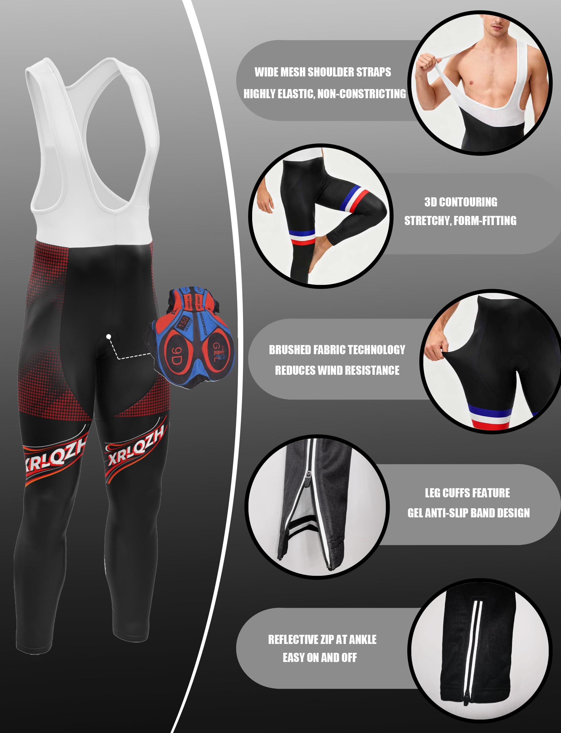 Maillot Ciclismo Hombre Invierno Ropa Bicicleta+ Culottes Bici 9D Gel Equipos Conjunto Ciclismo Manténgase abrigado Traje de Ropa de Bicicleta de Montaña MTB Ciclista