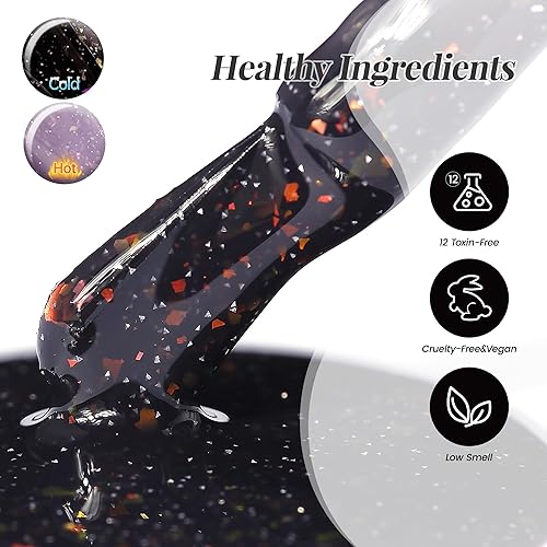 Miniatura 5 de YTD Likomey WB2-04 - Juego de esmaltes de gel de 0.5 onzas fluidas que cambian de color, color rosa intenso, morado, puro y brocado con purpurina,