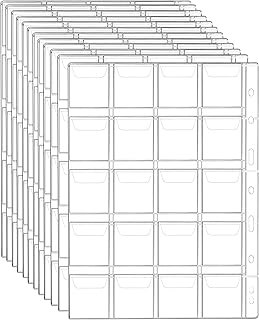 QWORK® 12 Blatt Münzsammlungsseiten, Münztasche für Münzalbum, 9-Loch, 20 Fächer, 45 x 45 mm