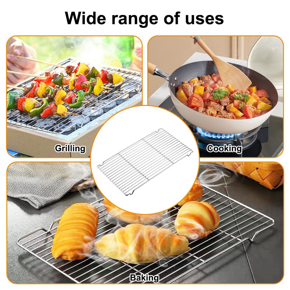 Grille de Refroidissement Patisserie Inox 41x20 cm 2 Pièces Rectangulaire pour Cuisson Gâteaux Biscuits Pain