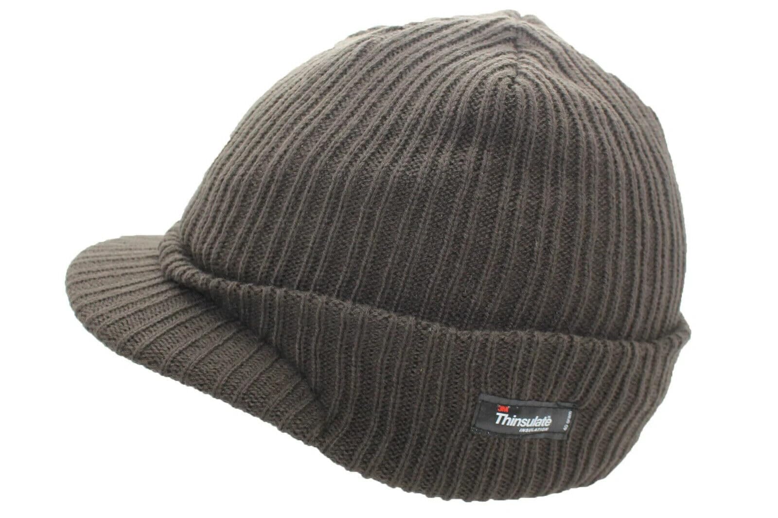 Fidra Fashion Accessories Unisex Kakhi Green Fidra Adults Knitted Thinsulate 3M Peaked Beanie Cap,4 Colours (Acrylic, )
