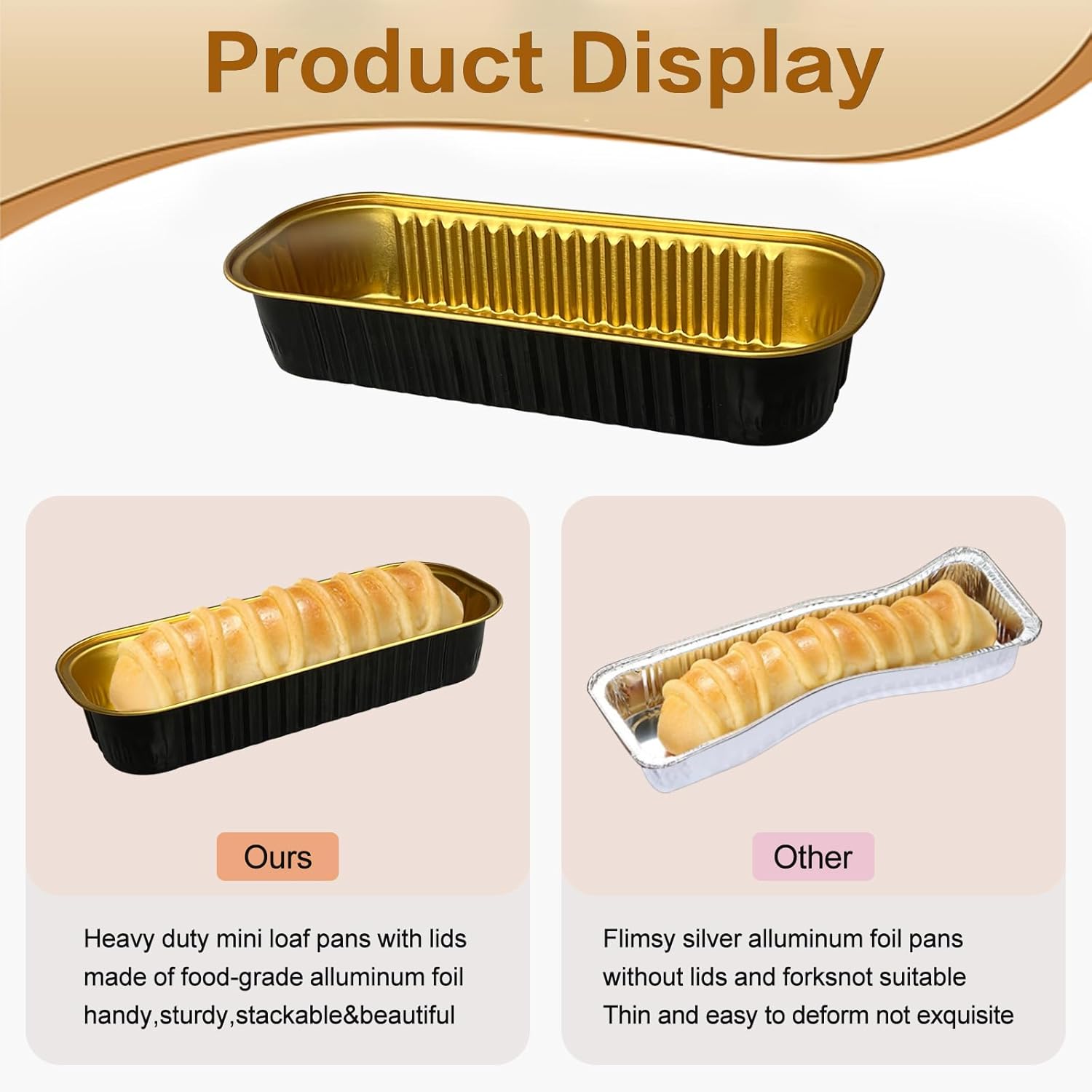 100 Pack Mini Cake Pans with Lids and Spoons, Mini Loaf Baking Pans 6.8oz, Small Disposable Aluminum Foil Loaf Pans, Rectangular Baking Container for Party and Picnics, Cheesecake Pan (Black) - Image 5