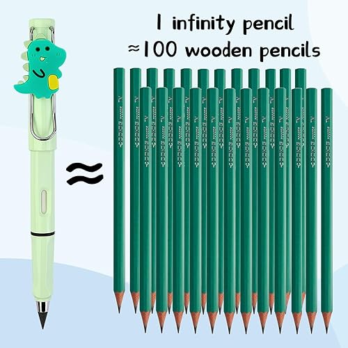 Miniatura 3 de CXRYLZ 10 lápices infinitos, lápiz eterno sin tinta con borrador, lindo lápiz Forever con 10 puntas de repuesto, lápices eternos de escritura