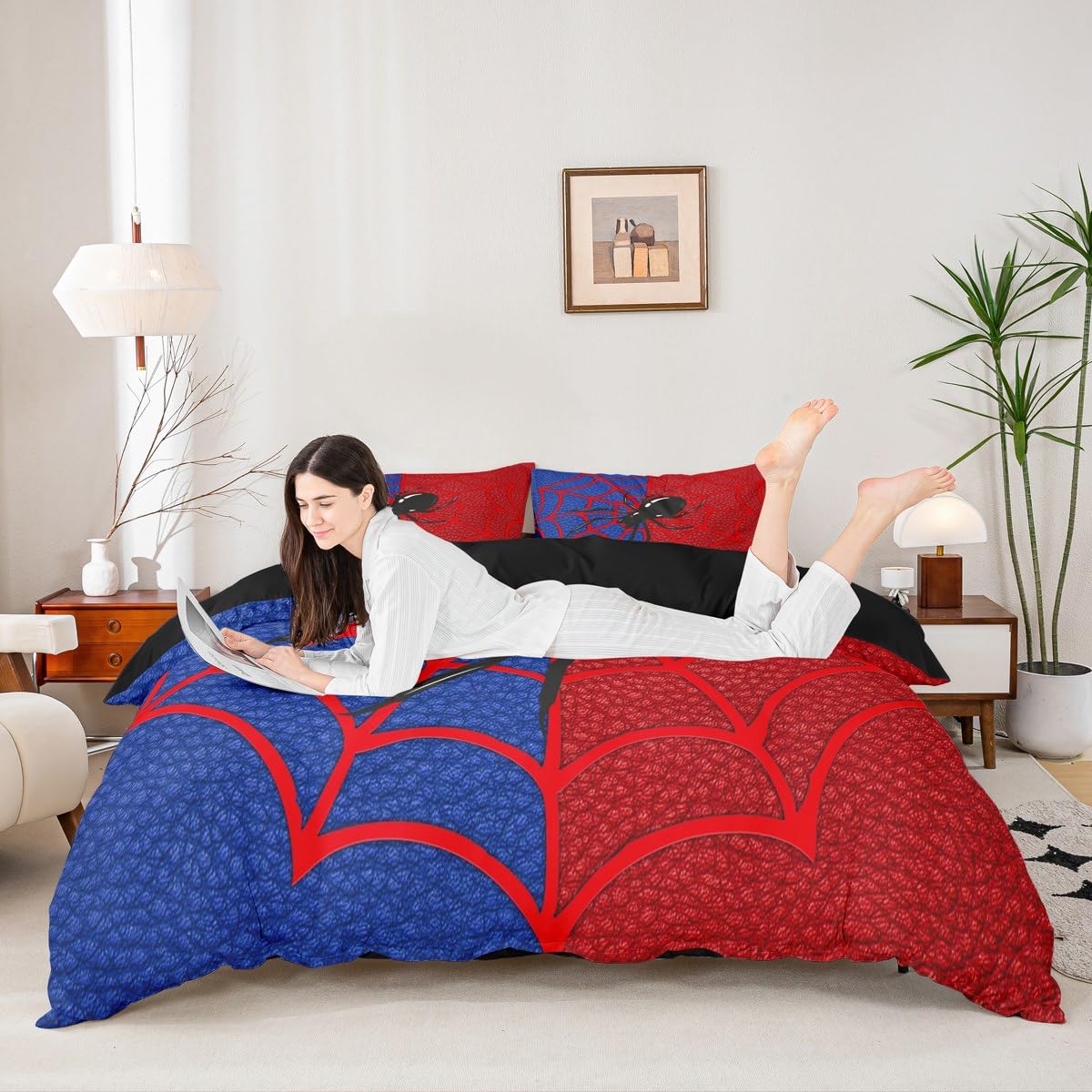 Housse de couette araignée rouge lavable pour éliminer la monotonie d'une chambre