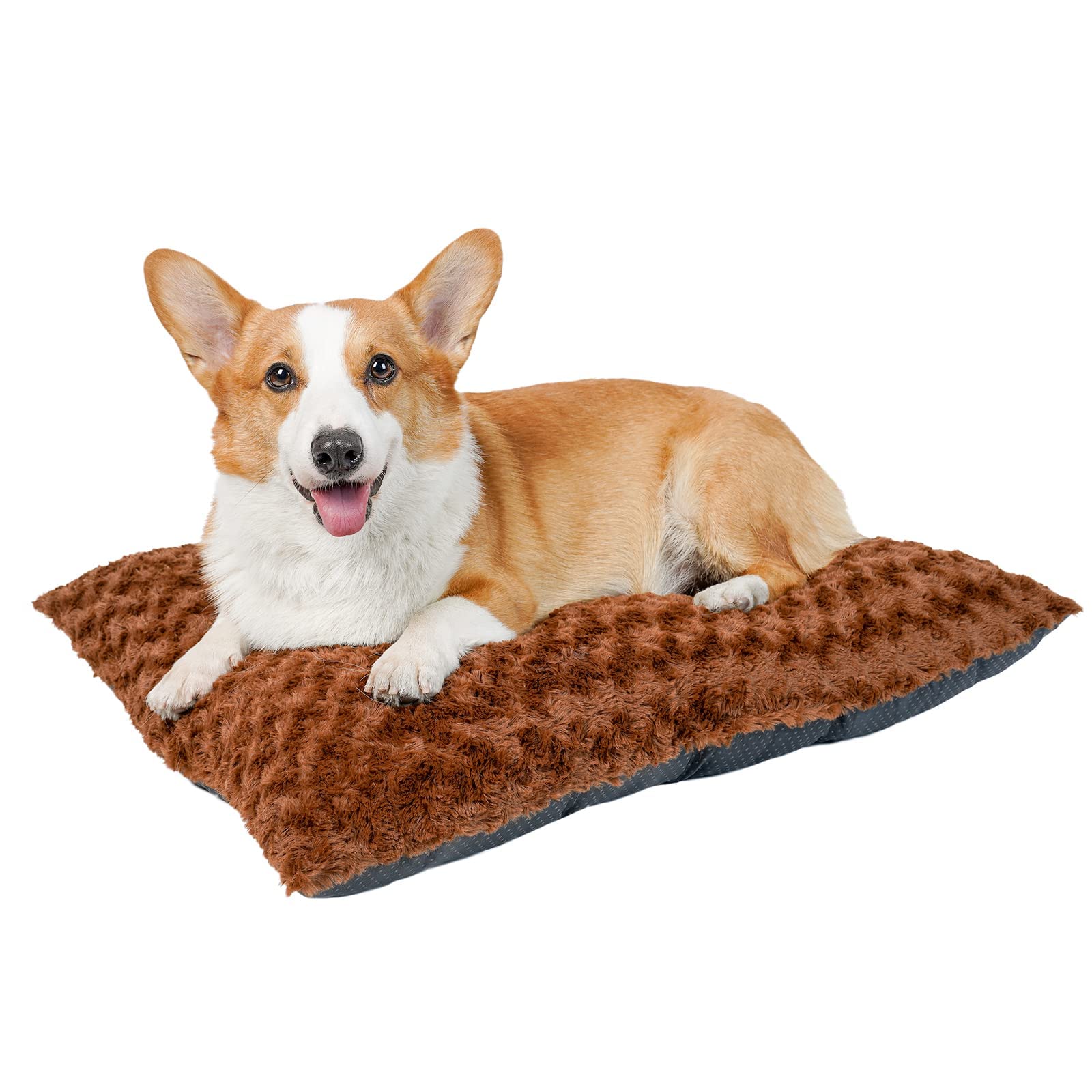 DOGKE Medium Washable Dog Bed Deluxe Fluffy Plush Dog Crate Padï¼ŒDog Beds Made for Large, Medium, Small Dogs and Cats, Anti-Slip Dog Crate Bed for Sleeping and Anti Anxiety, 27"x20",Brown