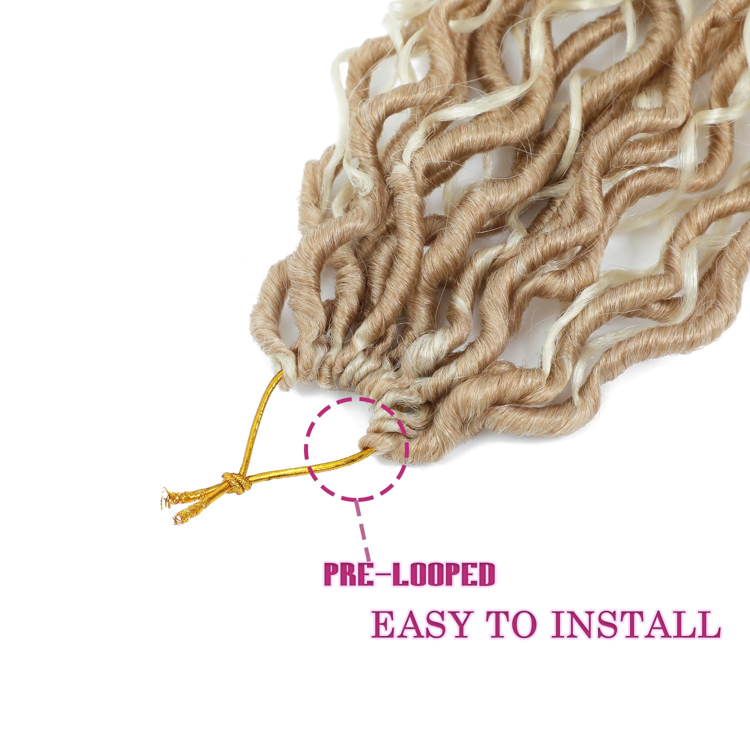 8 Packs Goddess Faux Locs Crochet Hair for Black Women, Long Goddess Locs Crochet Hair, Boho Style Locs, River Hair with Curly Ends (22Inch, OT27/613#, 8Packs)