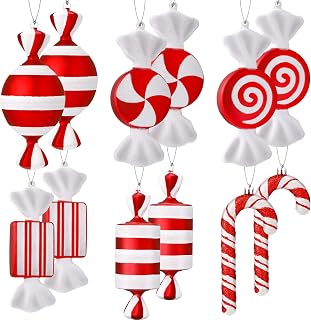 Sotiff Christmas Tree Red White Hanging Candy Cane Ornament, 12 Pcs