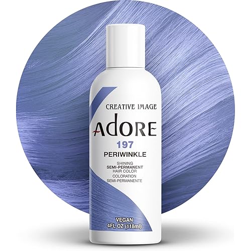 Adore Semi Permanent Hair Color - Vegan and Cruelty-Free Purple Hair Dye - 4 Fl Oz - 197 Peri Winkle (Pack of 1)
