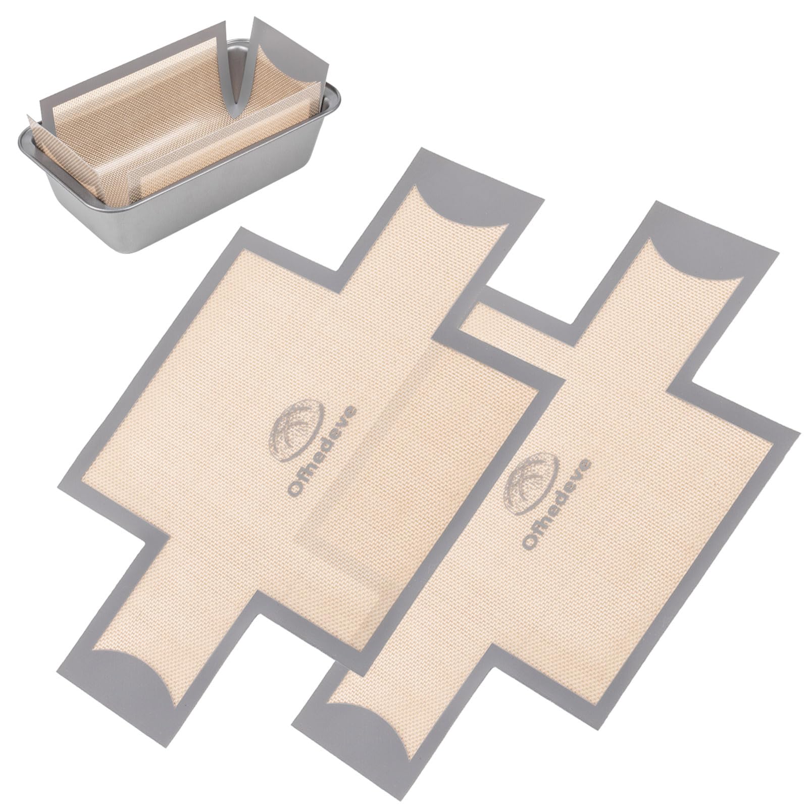 Photo 1 of 2 pack Silicone Bread Loaf Pan Liners, Nonstick and Reusable Bread pan Mat. Loaf pan liners for baking bread 9x5,Silicone bread sling for loaf pan