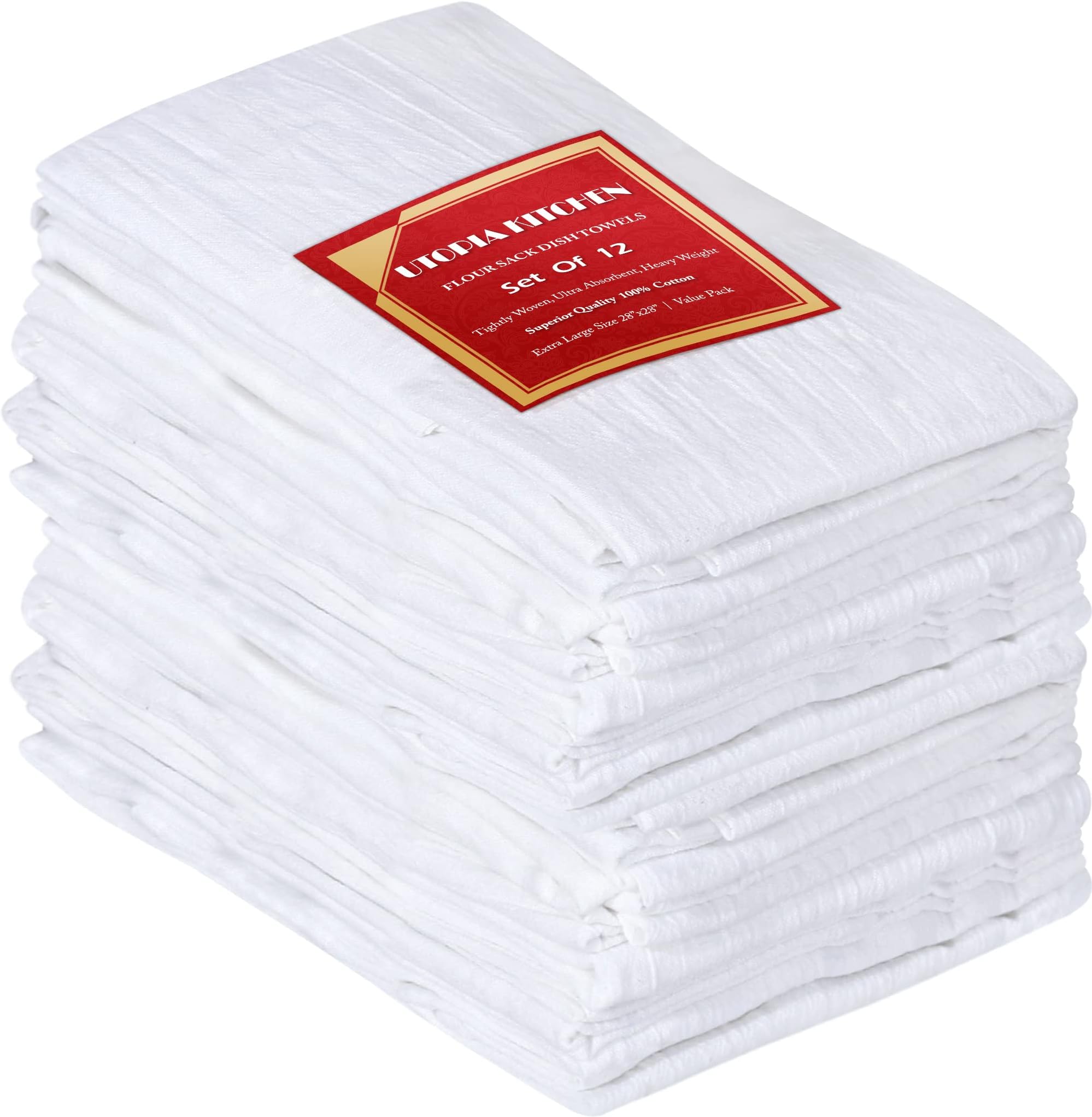 Utopia Kitchen Flour Sack Towels (12 Pack - 71 x 71 Centimetres) - 100% Cotton Dishcloth, Kitchen Towels - by