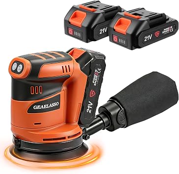 Cordless Random Orbital Sander 5 Inch Battery Powered Palm Sander Orbit Sander with 3 Variable Speeds 800013000 RPM with Battery, Dust Collector for Woodworking, Furniture