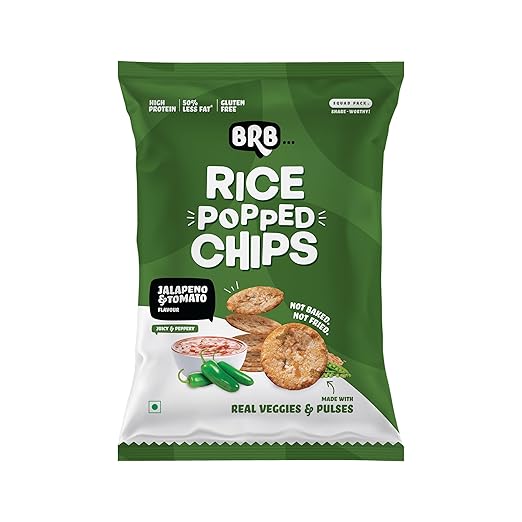 BRB Rice Popped Chips Not Baked, Not Fried 48 Grams Jalapeno