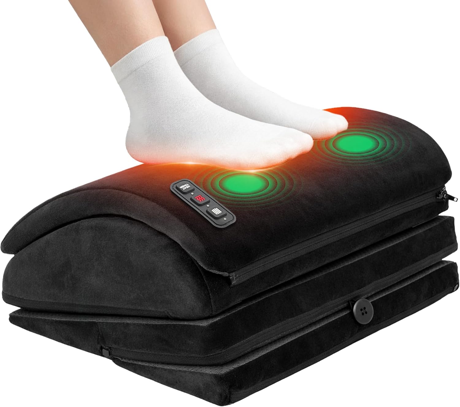 Heated Foot Rest for Under Desk with Vibration Massage, Memory Foam Desk Foot Stool with 4 Adjustable Heights, Ergonomic Foot Rest for Office Chair, Non-Slip Office Footrest with 3 Heat Levels & Timer