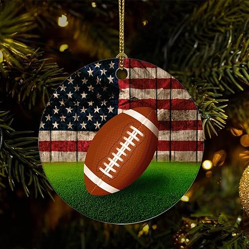 Two-Side Printed Football USA Flag Ceramic Christmas Ornament Novelty for Family Friends Kids Patriotic Christmas Keepsake Pendants Two-Side Printed Football USA Flag Ceramic Christmas Ornament Novelty for Family Friends Kids Patriotic Christmas Keepsake Pendants