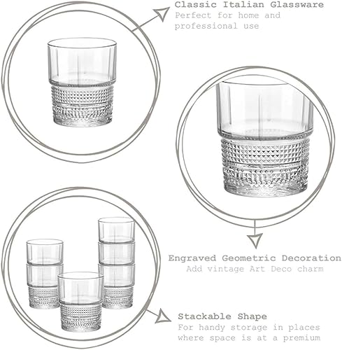 Miniatura 4 de Bormioli Rocco Novecento Barware DOF - Juego de 4 unidades, 12.5 onzas, transparente, diseño vintage, fabricado en Italia.