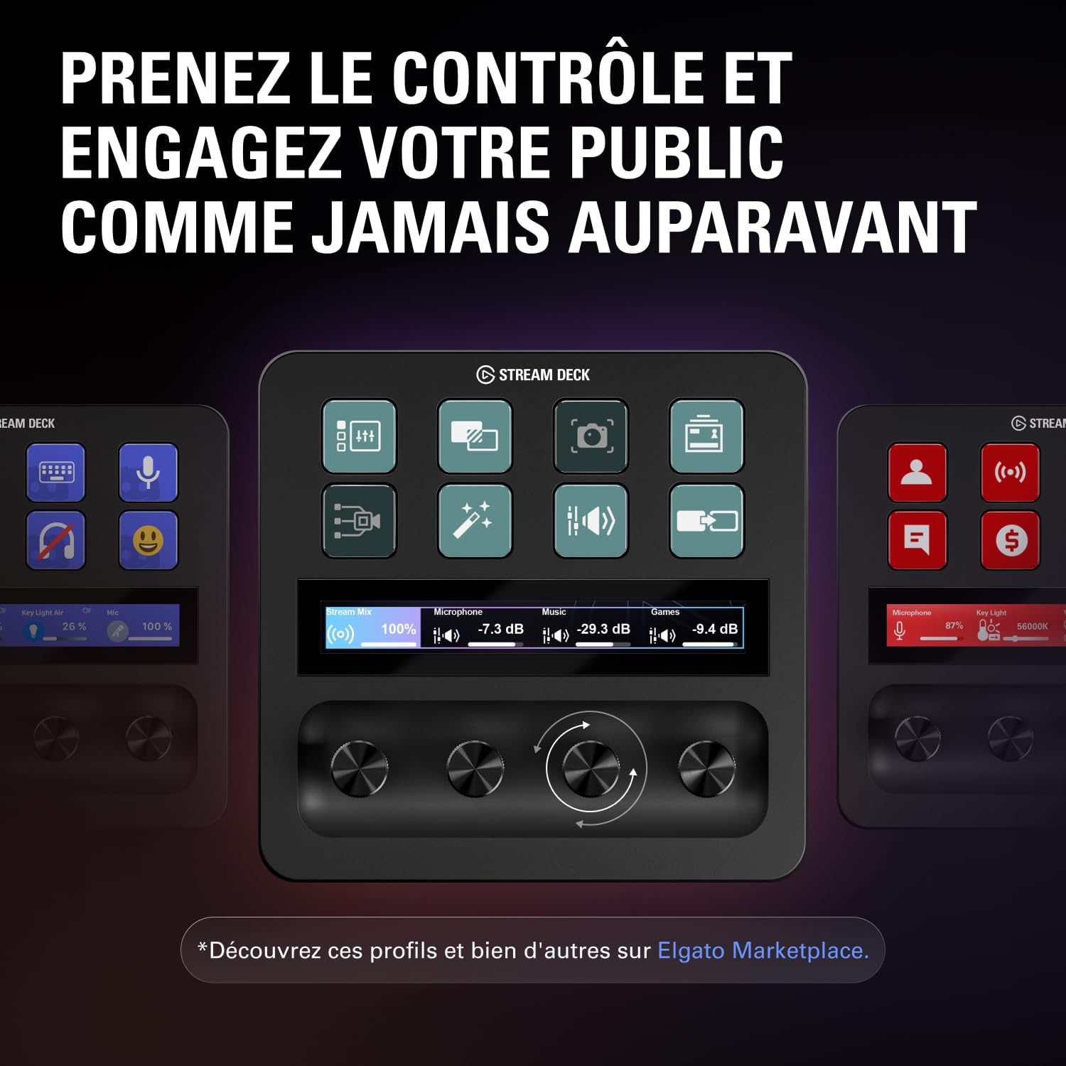 Elgato Stream Deck + – Console de mixage | Interface de production live et studio, créateurs, streaming, gaming, ruban tactile, touches LCD, Mac/PC