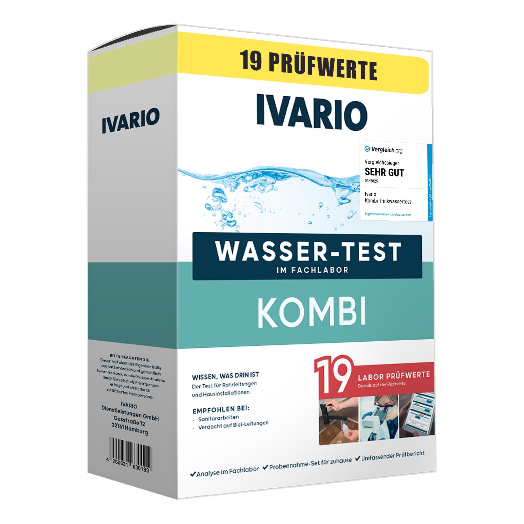 IVARIO Labor-Wassertest Kombi Labor-Wassertest Kombi 19-in-1-Parameteranalyse im Deutschen Fachlabor