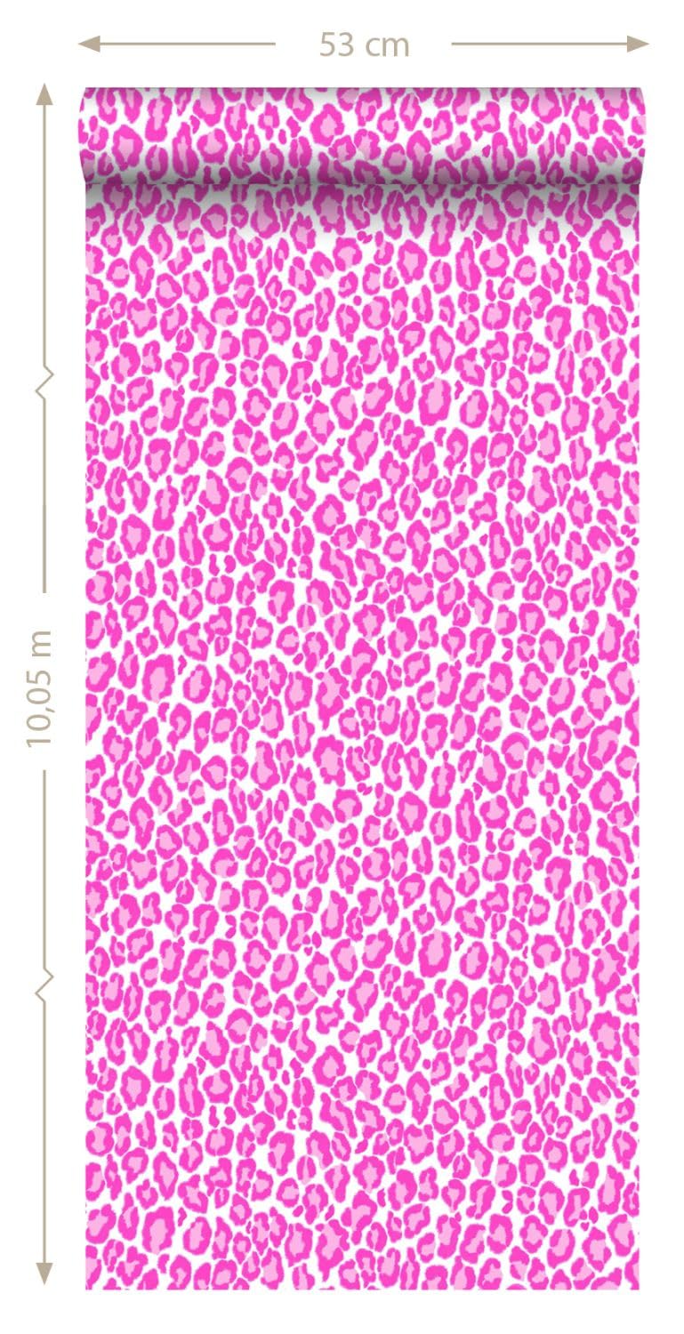 papier peint léopards rose 53 cm x 10.05 m - ESTAhome