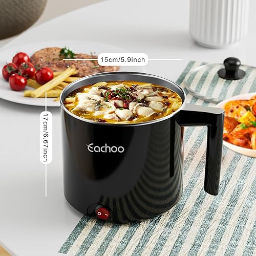 Miniatura 2 de Olla eléctrica para cocinar ramen de 1.5 L, mini olla portátil multifuncional para pasta, fideos, huevos, sopa, olla antiadherente con protección