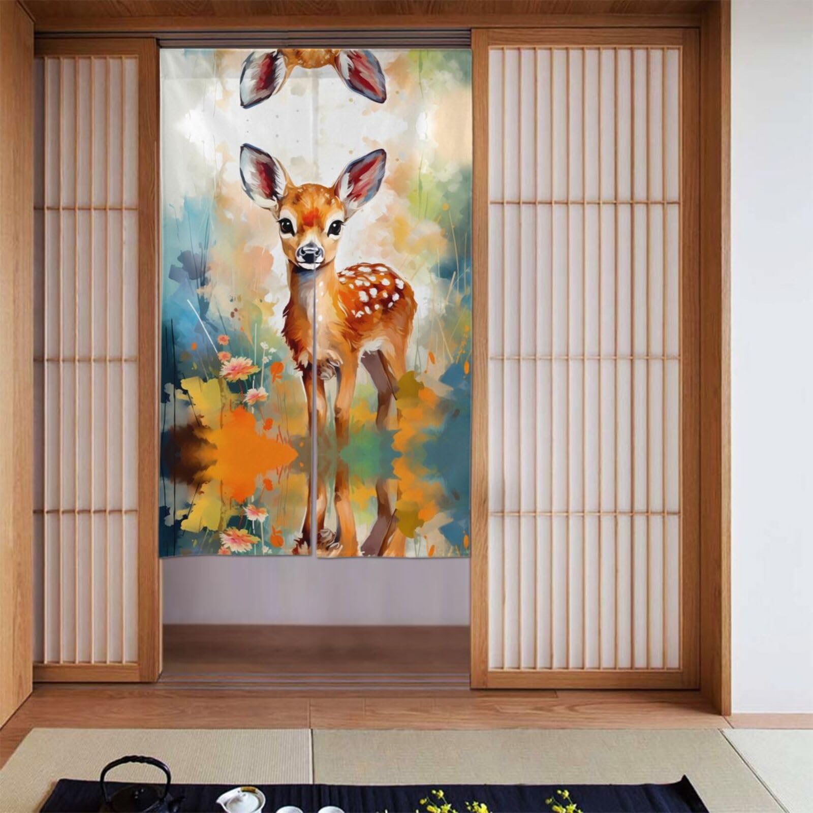 Rideau de porte séparation Sika Deer rideau occultant chambre cuisine 86x142 cm