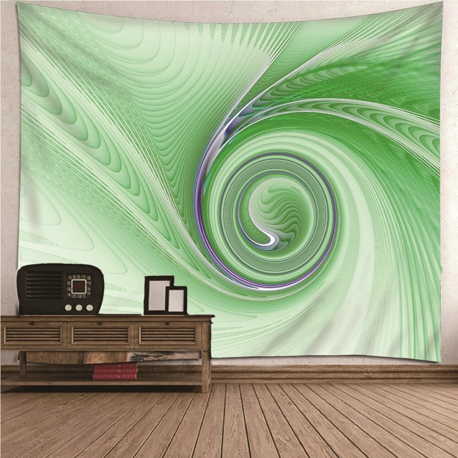 Tapices de Pared Navidad, Objetos Decoración Pared Patrón de Espiral Cian Degradado Poliéster Cian Degradado 150x130CM