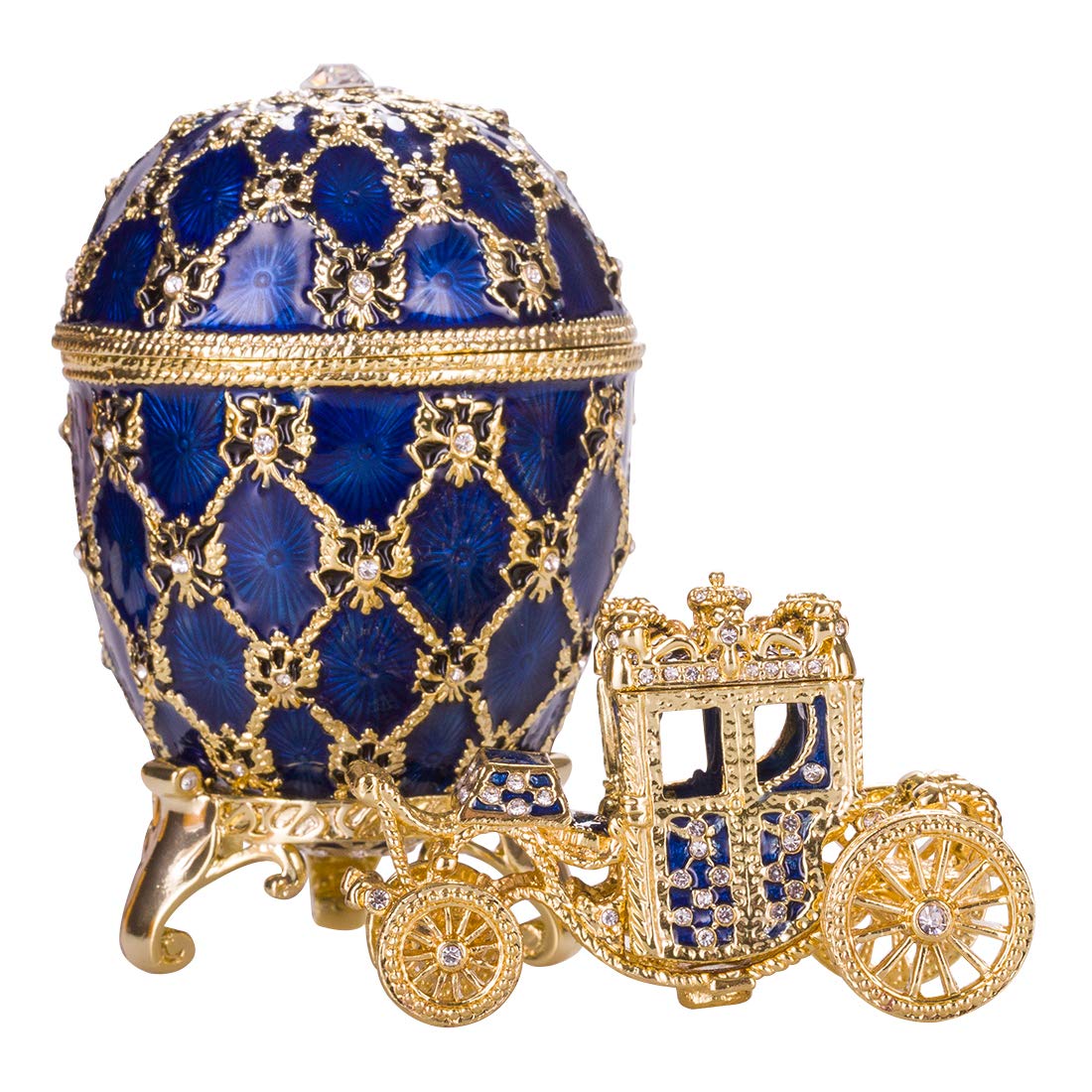 Vintage Fabergé-Ei Schmuckkästchen Eulen-Design – Funkeln Mit Strass, 3,8x3,5x4,5 Cm