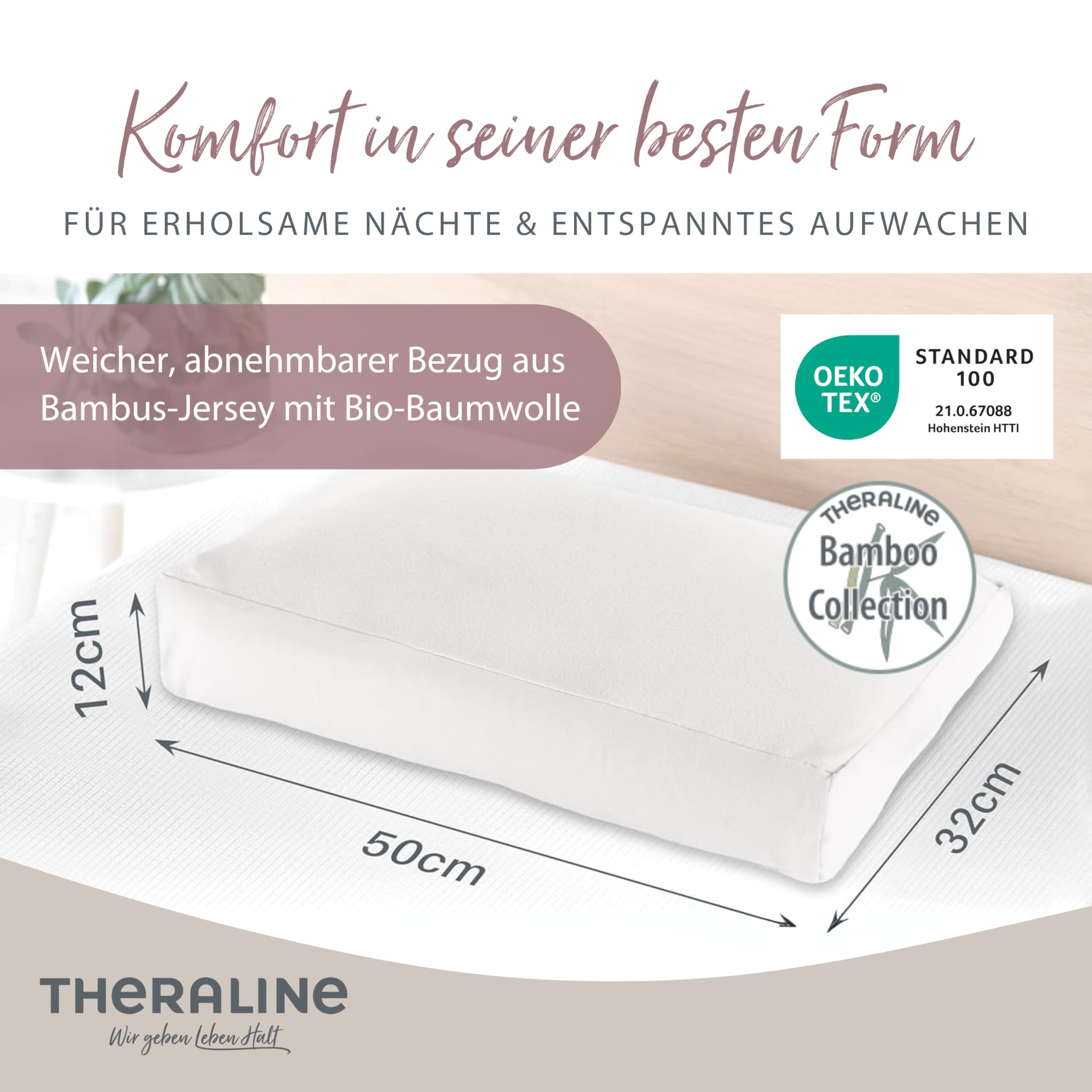 Theraline Ergonomisch kussen voor kinderen vanaf 2 jaar, vulling van traagschuim en parels, Europees octrooi, kussen voor een gezonde slaap, ademende kussensloop