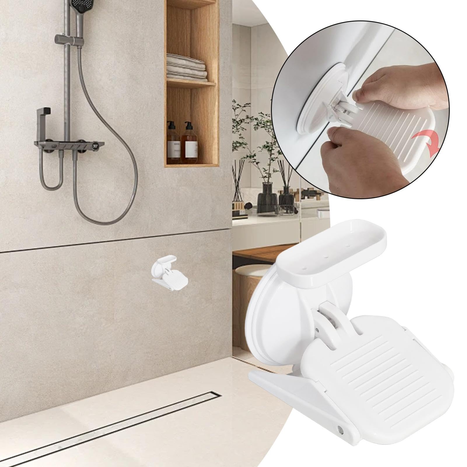 Dusch-Fußstütze zum Rasieren der Beine, Saugnapf, Trittplatte für Dusche, Rasur, Beinhilfe, Trittplatte für Zuhause, Hotel, Schlafsaal, Wohnung
