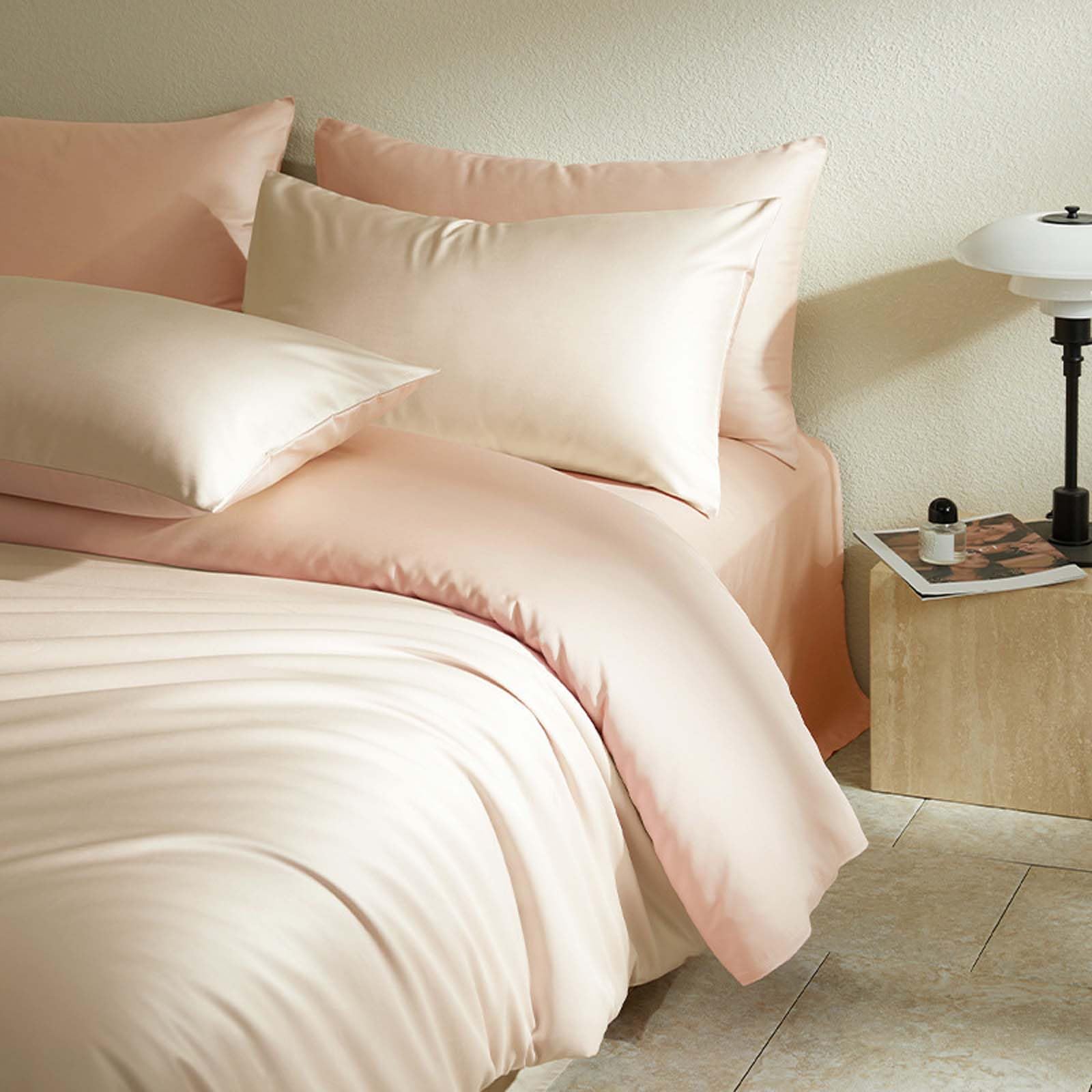 Set di biancheria da letto Queen Size 100S in cotone a fibra lunga, 4 pezzi, ultra morbido e liscio, include 1 copripiumino, 1 lenzuolo con angoli e 2 federe per camera da letto, dormitorio