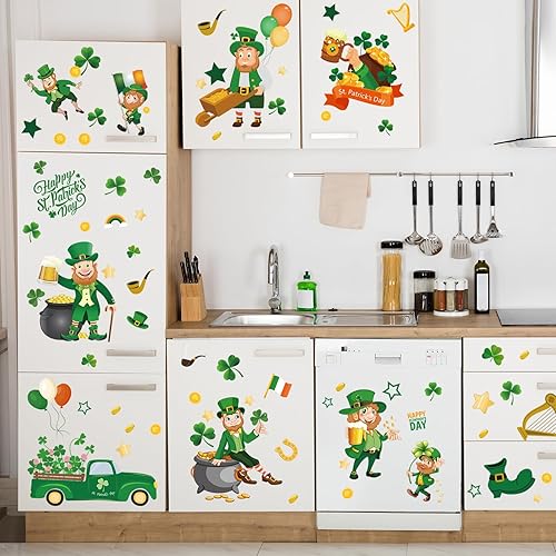 Miniatura 3 de AKEROCK Calcomanías estáticas reutilizables para ventana del día de San Patricio, estilo duende, para decoración del día de San Patricio,