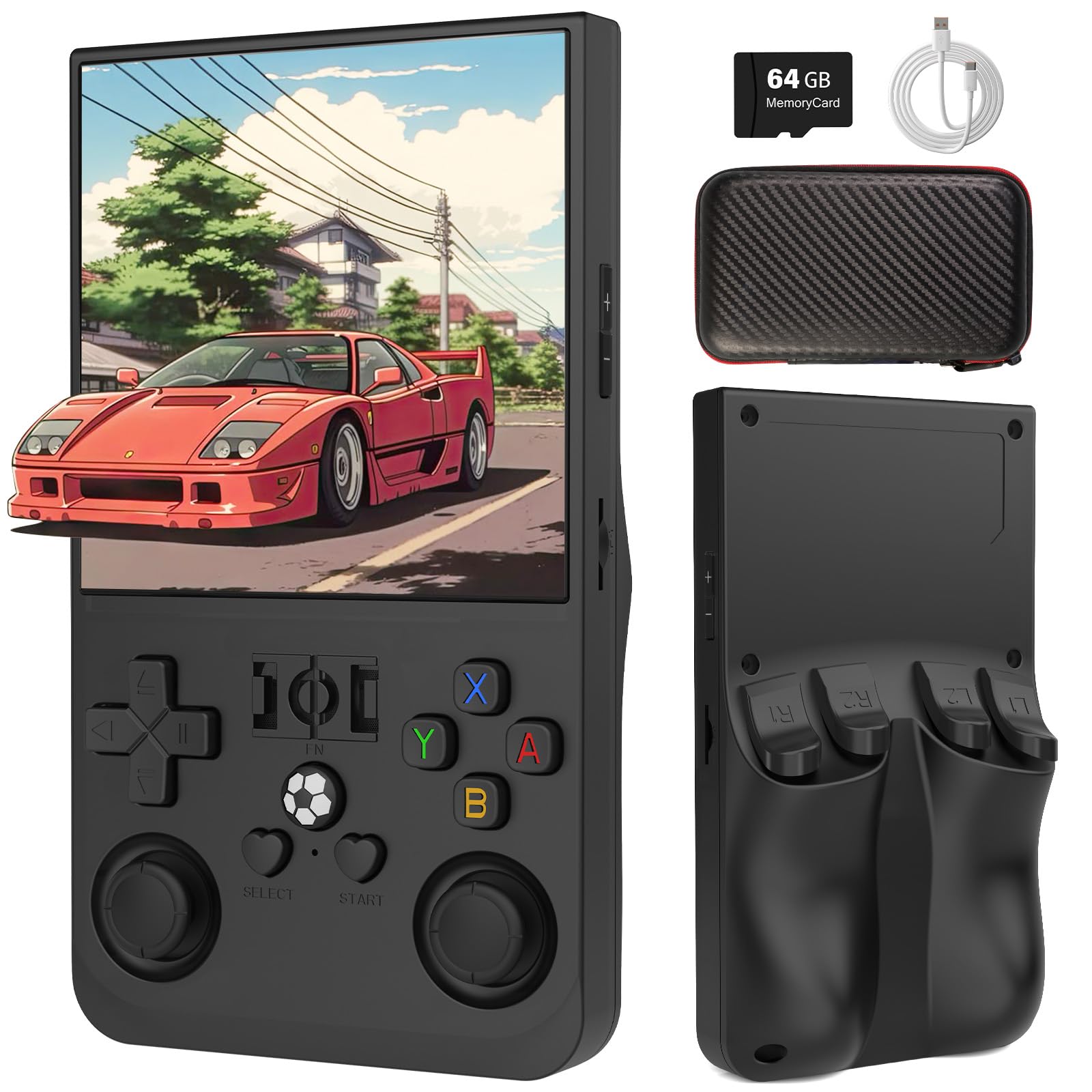 View 1 of [MISSING SD CARD] Phonelein R36MAX Retro Handheld Game Console, 128GB Storage